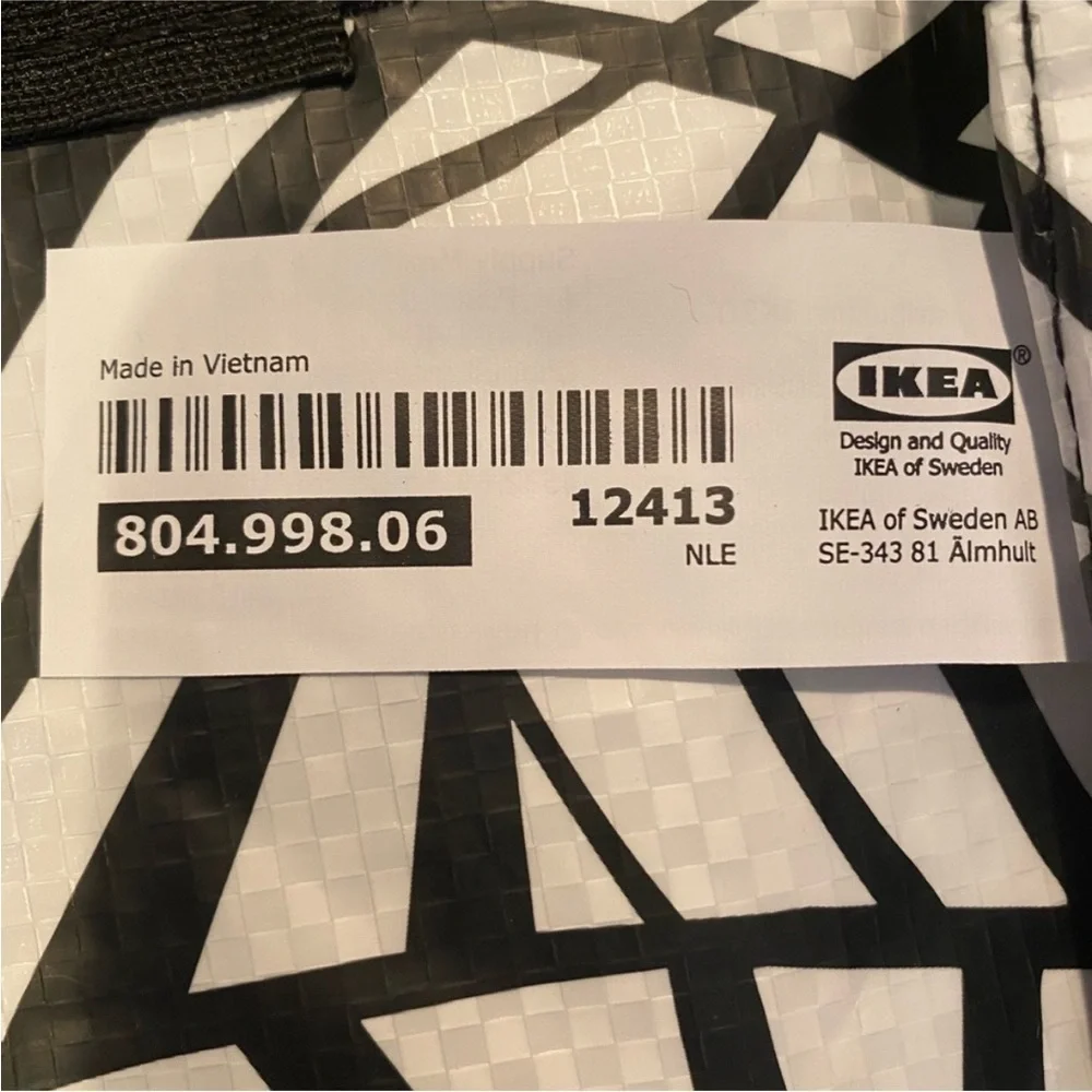 IKEA | SLUKIS NWT Frakta Shopping Bag Large Black White 